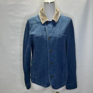 Madewell Heritage Denim Jacket Women Large Blue Corduroy Collar Workwear Pockets
